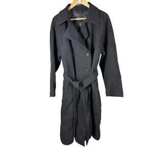 Madewell Double-Breasted Wool Blend Trench Coat Size Medium Black